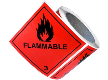 Flammable, class 3, hazard diamond label