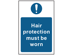 Hair protection must be worn safety sign.