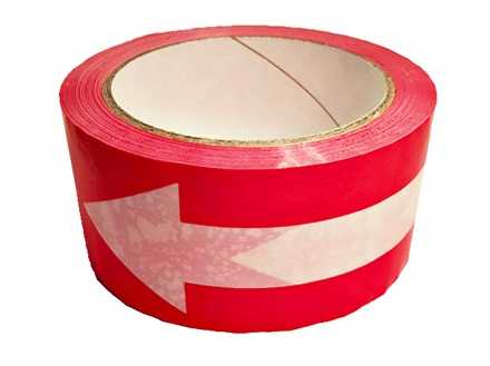 Safety and floor direction tapes, white arrow on red.