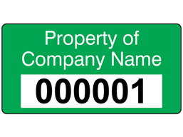 Assetmark+ serial number label (text on colour), 19mm x 38mm