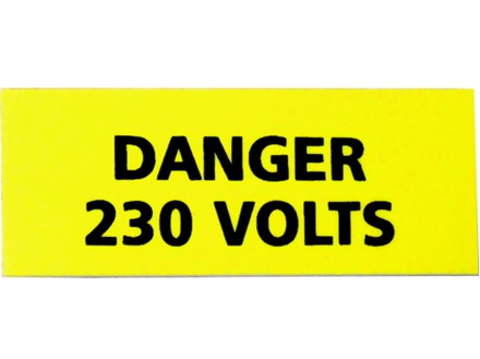 Danger 230 volts label