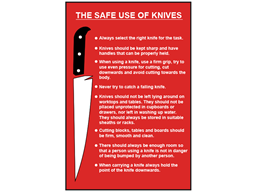 Safe use of knives safety sign.
