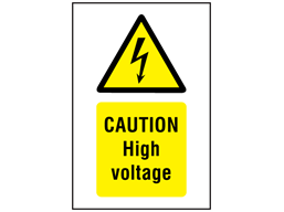 Caution High voltage symbol and text safety sign.