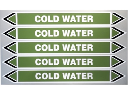Cold water flow marker label.