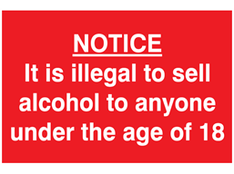 Alcohol sale age limit sign