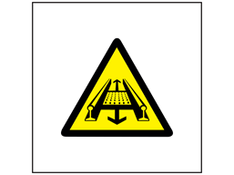 Moving parts on conveyor symbol safety sign.