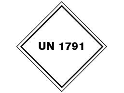 UN 1791 (Sodium hypochlorite, bleach, chlorine) label.