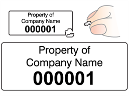 Assetmark destructible serial number label (black text), 19mm x 50mm