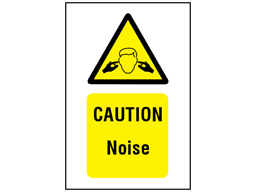 Caution noise symbol and text safety sign.