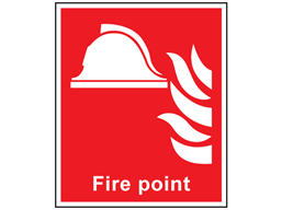 Fire point symbol and text safety sign.