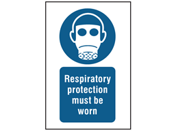Respiratory protection must be worn symbol and text safety sign.