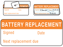 Battery replacement write and seal labels.