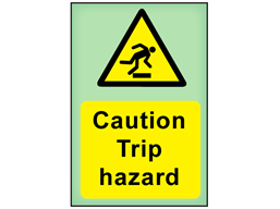 Caution Trip hazard photoluminescent safety sign