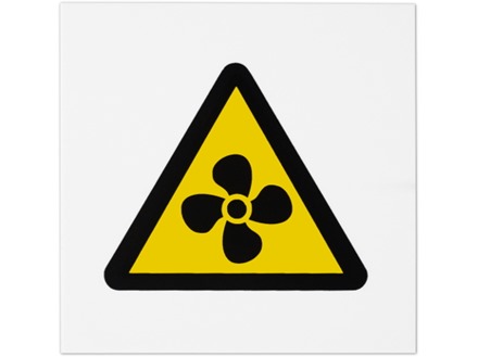 Fan hazard symbol safety sign.