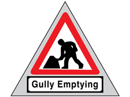 Men at work, gully emptying roll up road sign