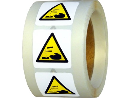 Warning corrosive symbol label.