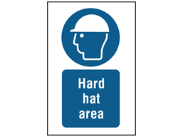 Hard hat area symbol and text safety sign.