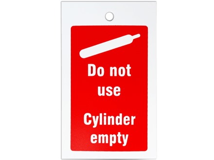 Gas cylinder empty symbol and text tag.