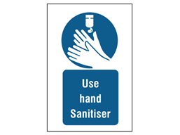 Use hand sanitiser symbol and text safety sign.