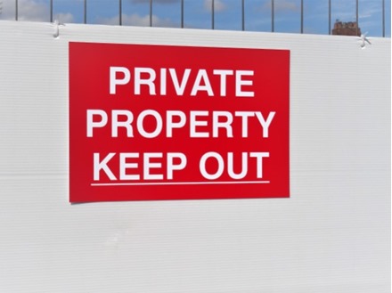 Private property keep out sign.