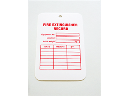 Fire extinguisher record tag.