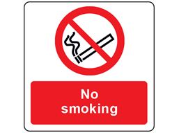 No smoking symbol and text safety label.