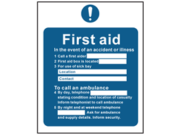 First aid action safety sign.