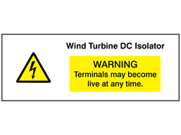 Wind turbine DC isolator hazard label