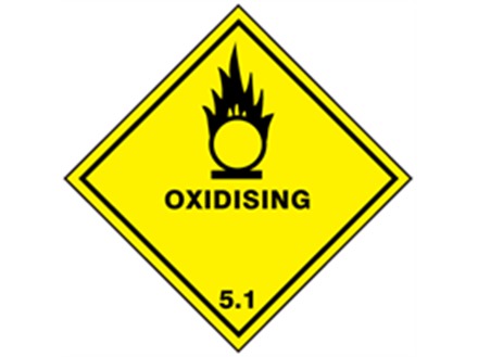 Oxidising, class 5.1, hazard diamond label