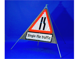 Single file traffic (nearside) road sign