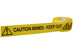 Caution mines keep out barrier tape