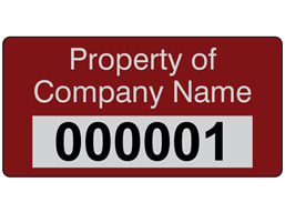 Assetmark foil serial number label (text on colour), 19mm x 38mm