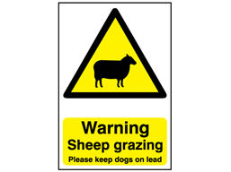 Warning sheep grazing, Please keep dogs on lead safety sign.