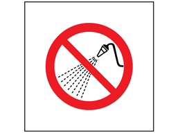 Do not spray water symbol safety sign.