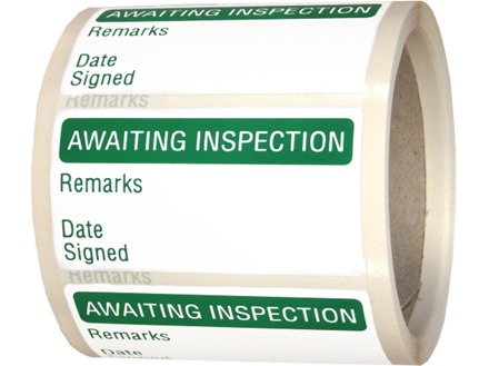 Awaiting inspection quality assurance label