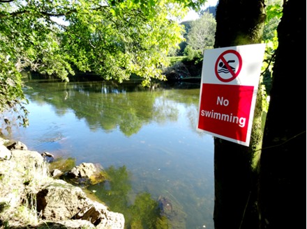 No swimming sign.