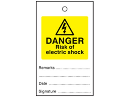 Danger risk of electric shock tag.