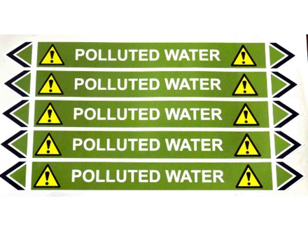 Polluted water flow marker label.