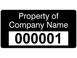 Assetmark serial number label (text on colour), 19mm x 38mm