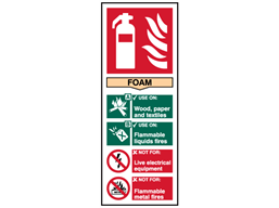 Foam fire extinguisher safety sign.