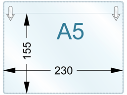 Document pocket, A5 horizontal, with clip attachments