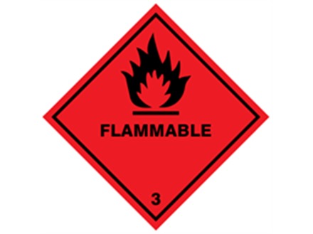 Flammable, class 3, hazard diamond label