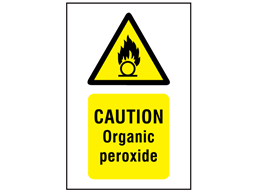 Caution organic peroxide symbol and text safety sign.