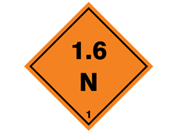 Explosive 1.6 N hazard warning diamond sign