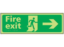 Fire exit arrow right photoluminescent sign.