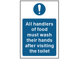 All handlers of food must wash their hands safety sign.