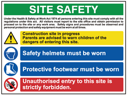 Building site safety notice sign