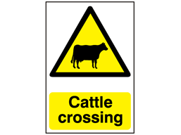 Cattle crossing warning sign.