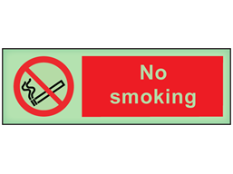 No smoking photoluminescent safety sign