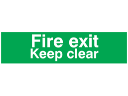 Fire exit Keep clear, mini safety sign.